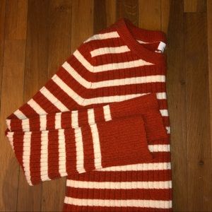 Oversized burnt orange striped sweater